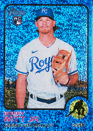 Bobby Witt 2022 Topps Heritage #520 Chrome Blue Sparkle Refractor